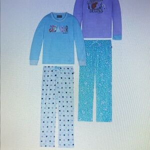 Eddie Bauer Youth Girl's 4 Piece PJ Sleep Set Aqua Sky M-10/12/ Z6